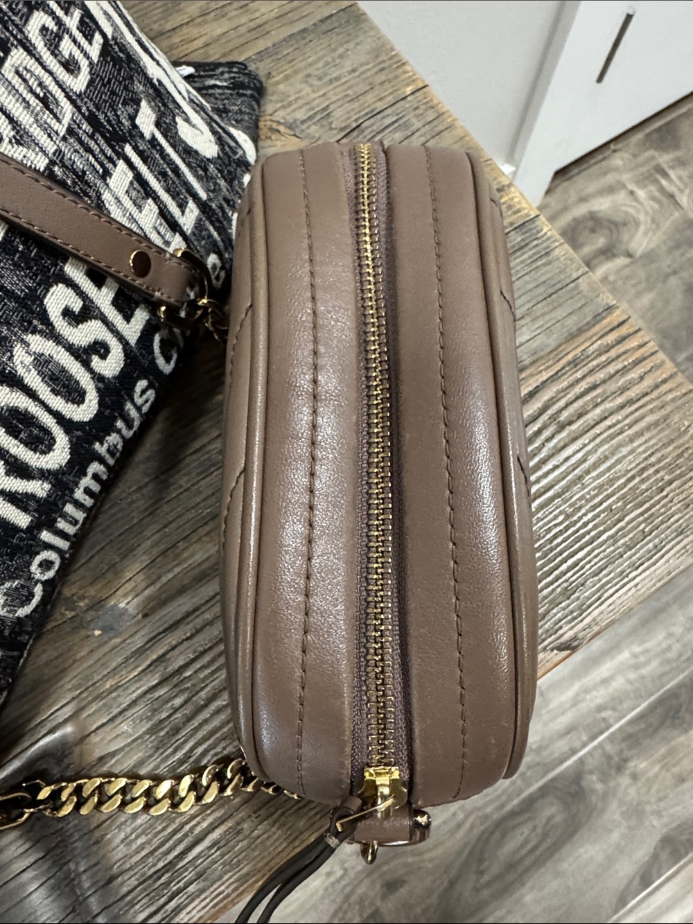 Tory Burch Taupe Quilted Leather Camera Crossbody with Gold Hardware - Picture 8 of 15